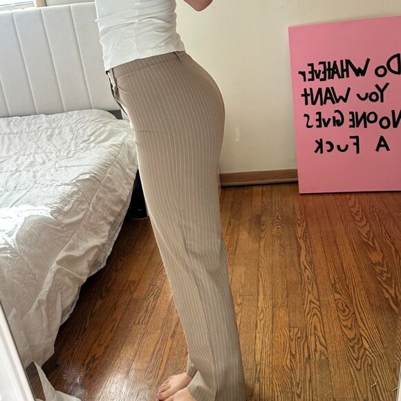 Tan and cream striped trousers Princess Polly pants - Picture 4 of 5